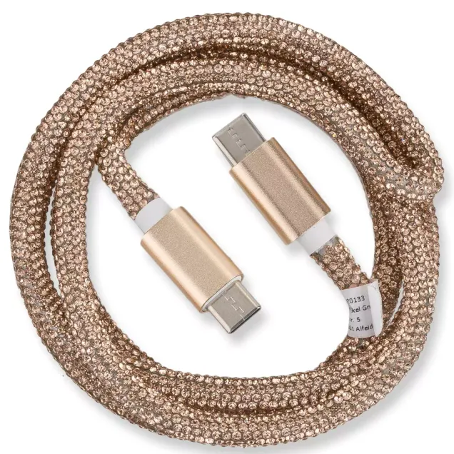 Peter Jäckel Glamour 1m USB Data Cable Typ-C/ Typ-C mit Sync- und Ladefunktion Gold
