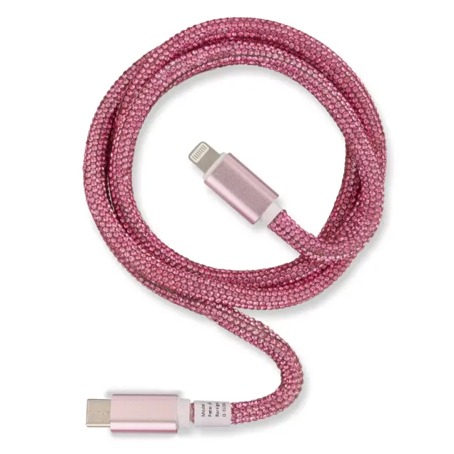 Peter Jäckel Glamour 1m USB Data Cable Typ-C/ Apple Lightning mit Sync- und Ladefunktion Rosa