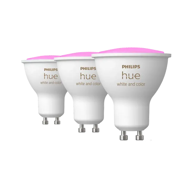 Philips Hue White & Col. Amb. GU10 Dreierpack Weiß