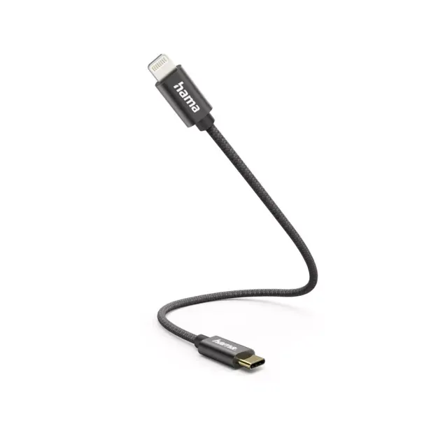 Hama USB-Kabel USB-C - Lightning Nylon Schwarz
