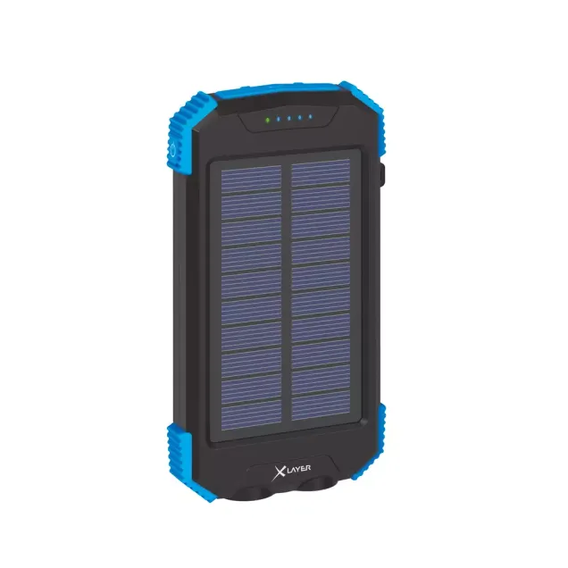 XLayer Zusatzakku Powerbank PLUS Solar Wireless 5W 10.000 mAh Schwarz/Blau