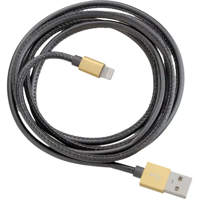 Peter Jäckel USB LEATHER TOUCH Cable Lightning with sync- and charging Schwarz