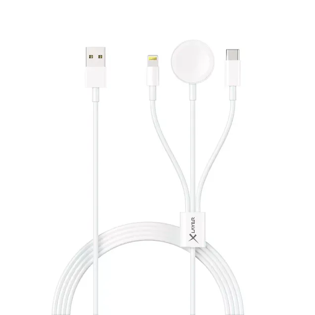 XLayer 3 in 1 Multifunktions-Kabel für Apple Produkte 1.5m Weiß