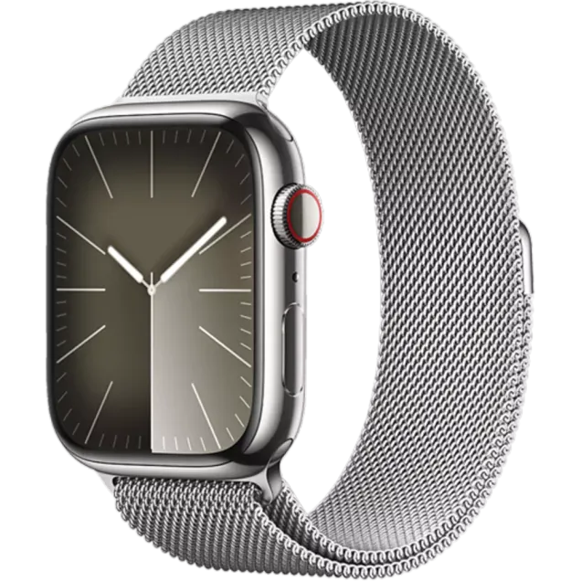 Apple Watch Series 9 Edelstahl Milanaise Armband Silber 45 mm/Silber