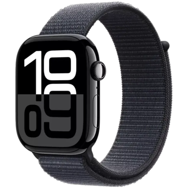 Apple Watch Series 10 Aluminium Sport Loop Diamantschwarz/Tinte