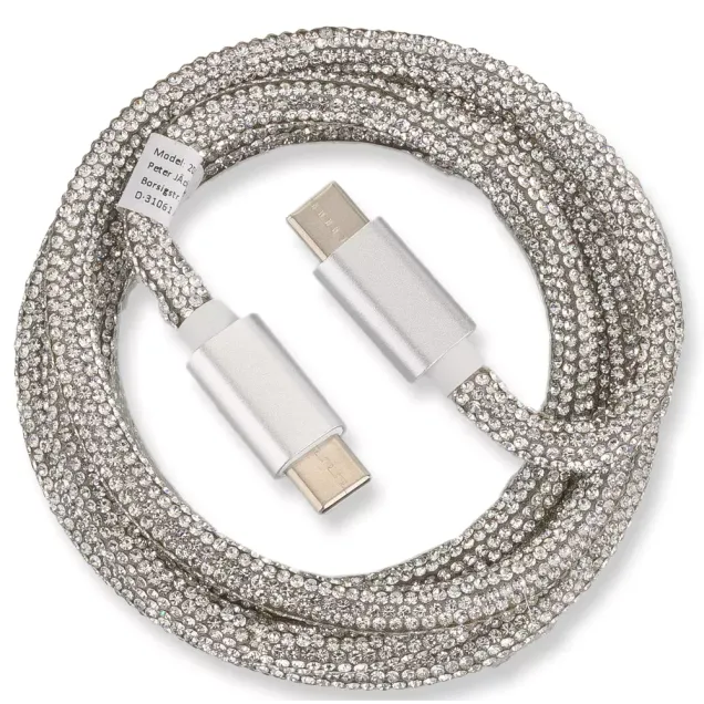Peter Jäckel Glamour 1m USB Data Cable Typ-C/ Typ-C mit Sync- und Ladefunktion Silber