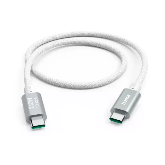 Hama USB-Kabel Full-Featured USB-C - USB-C 240W USB 3.2 Gen2 10Gbit/s Weiß