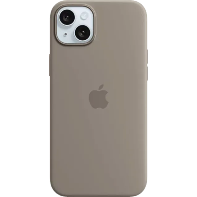 Apple Silikon Case iPhone 15 Plus mit MagSafe Tonbraun