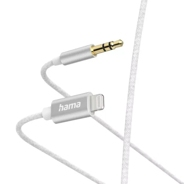 Hama Aux-Kabel Lightning – 3,5-mm-Klinke Nylon 1,0 m Weiß