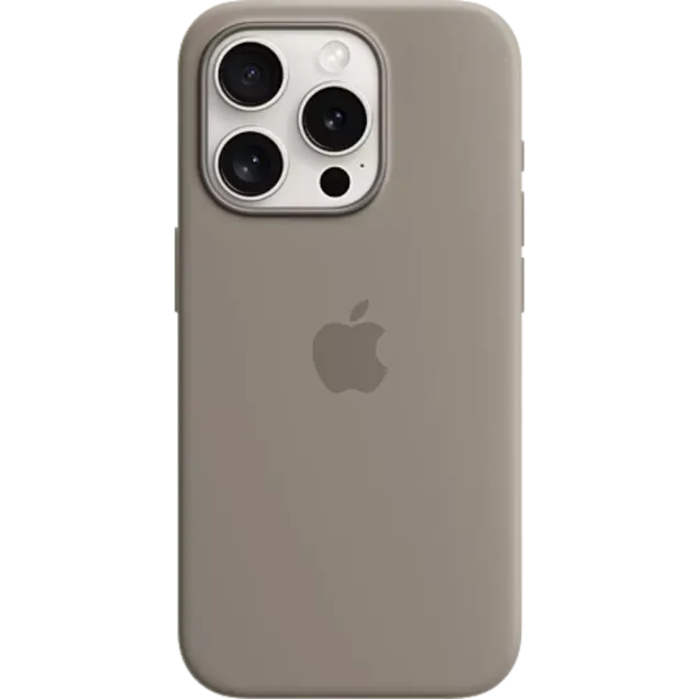 Apple Silikon Case iPhone 15 Pro Max mit MagSafe Tonbraun