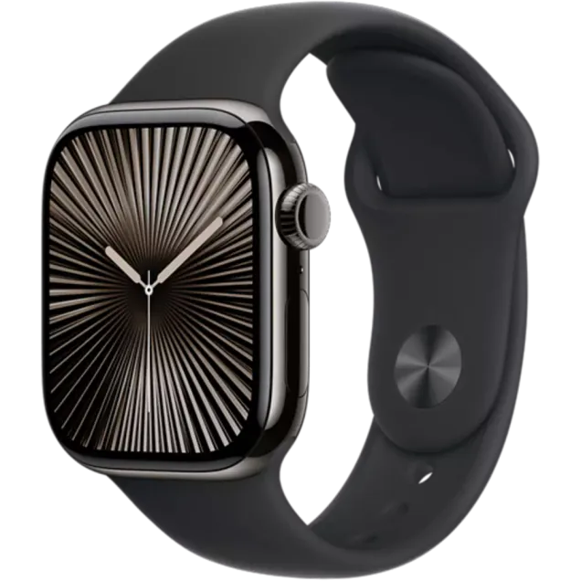 Apple Watch Series 10 Titan Sportarmband Schiefer/Schwarz S/M