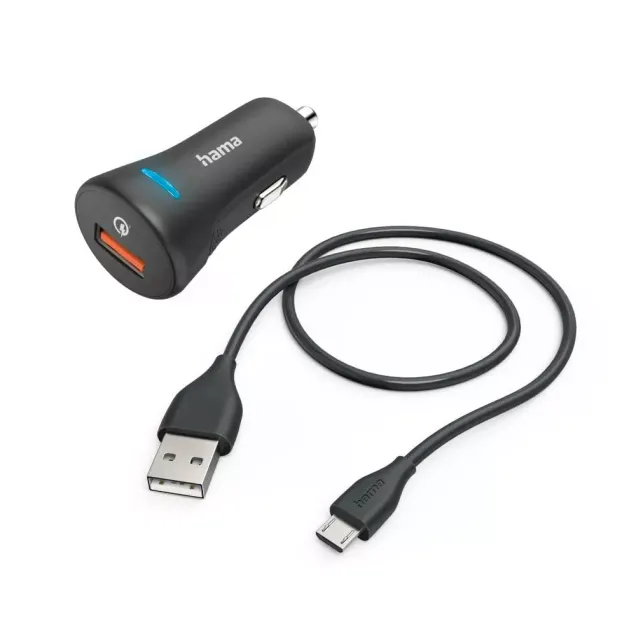 Hama Auto-Schnellladegerät mit Ladekabel Micro-USB QC 19,5 W 1,5 m Schwarz