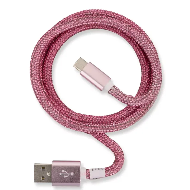 Peter Jäckel Glamour 1m USB Data Cable Typ-C mit Sync- und Ladefunktion Rosa