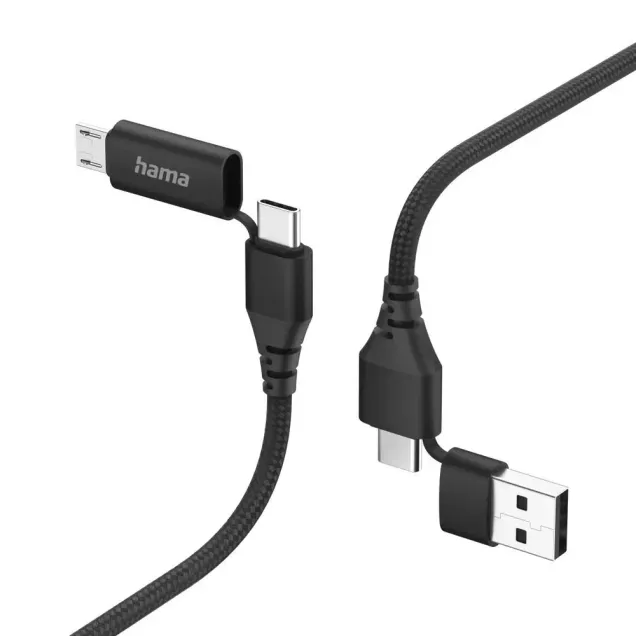 Hama USB-Kabel 4in1 USB-C und USB-A - USB-C und Micro-USB Schwarz