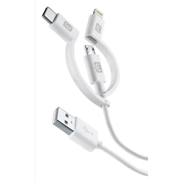 Cellularline S.p.A. Power Data Cable 1 m 3in1 USB-A/ Micro-USB/ Typ-C/ Lightning Weiß