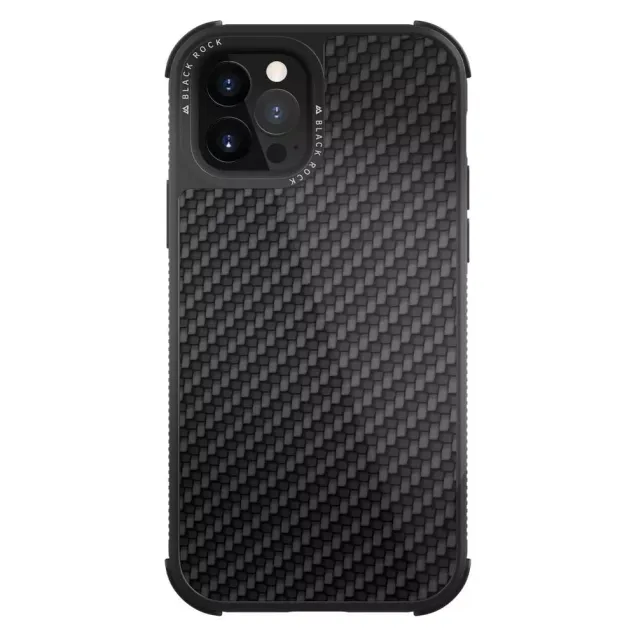 Black Rock Cover Robust Real Carbon Apple iPhone 12/12 Pro Schwarz