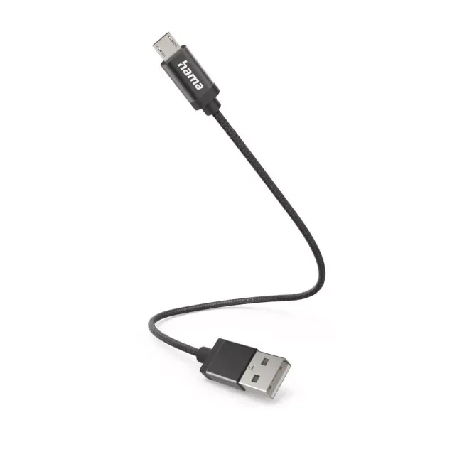 Hama USB-Kabel USB-A - Micro-USB Nylon Schwarz