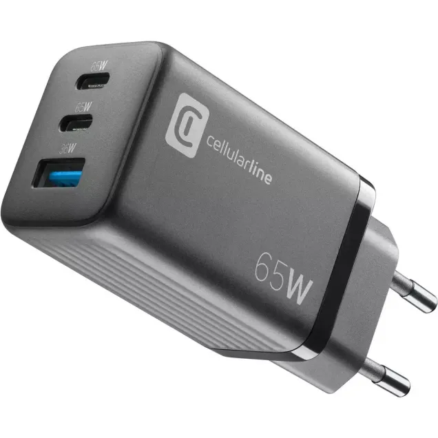Cellularline USB Charger Multipower Micro 65W GaN 3 Ports PD Schwarz