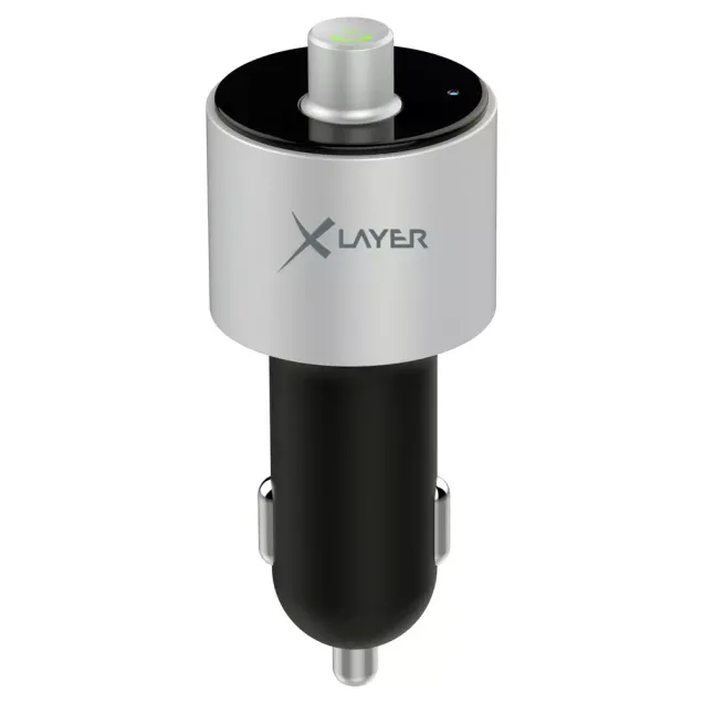 XLayer Kfz-Ladegerät 3.4A Dual USB Car Charger FM Transmitter Silber/Schwarz