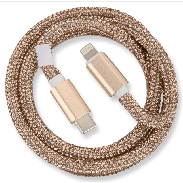 Peter Jäckel Glamour 1m USB Data Cable Typ-C/ Apple Lightning mit Sync- und Ladefunktion Gold