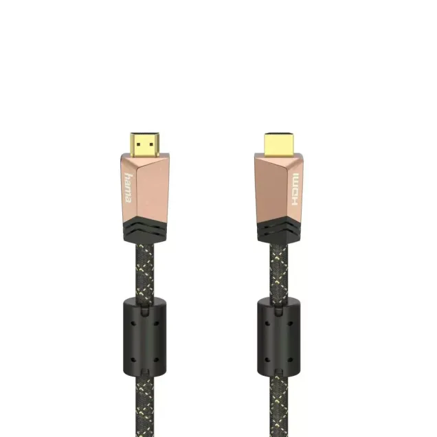 Hama Premium HDMI™-Kabel mit Ethernet Stecker - Stecker Ferrit Metall 1,5 m Bronze Coffee