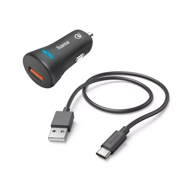 Hama Auto-Schnellladegerät mit Ladekabel USB-C QC 19,5 W 1,5 m Schwarz