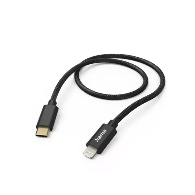 Hama USB-Kabel Fabric USB-C - Lightning Schwarz