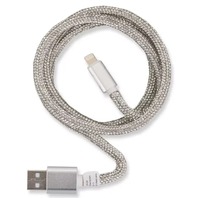 Peter Jäckel Glamour 1m USB Data Cable Apple Lightning mit Sync- und Ladefunktion Silber