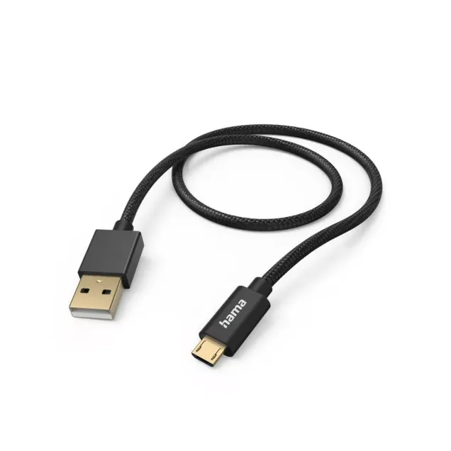 Hama USB-Kabel Fabric USB-A - Micro-USB Schwarz