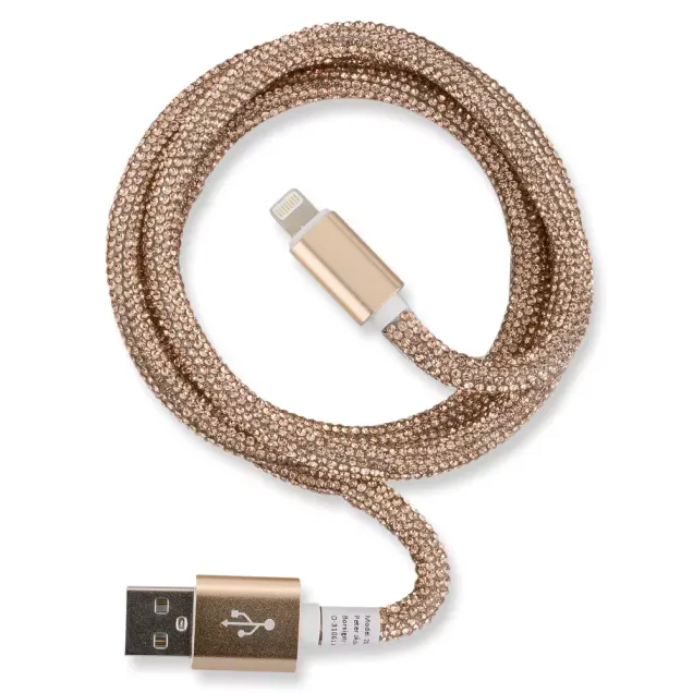 Peter Jäckel Glamour 1m USB Data Cable Apple Lightning mit Sync- und Ladefunktion Gold