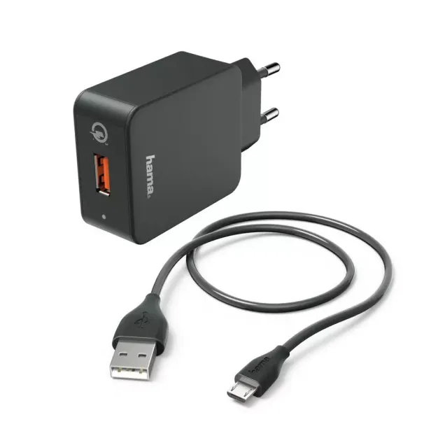 Hama Ladeset Micro USB Ladegerät QC 3.0 + Micro-USB-Kabel 1,5 m Schwarz