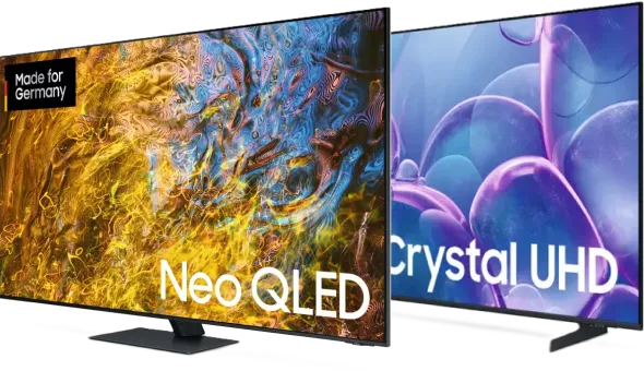 Collage von zwei Samsung Smart TVs