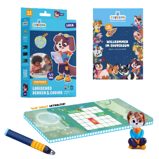 Edurino Starterset Luca - Logisches Denken & Coding EXKLUSIV (inkl. Spiel- und Lernheft + dunkelblauer Stift) Bunt