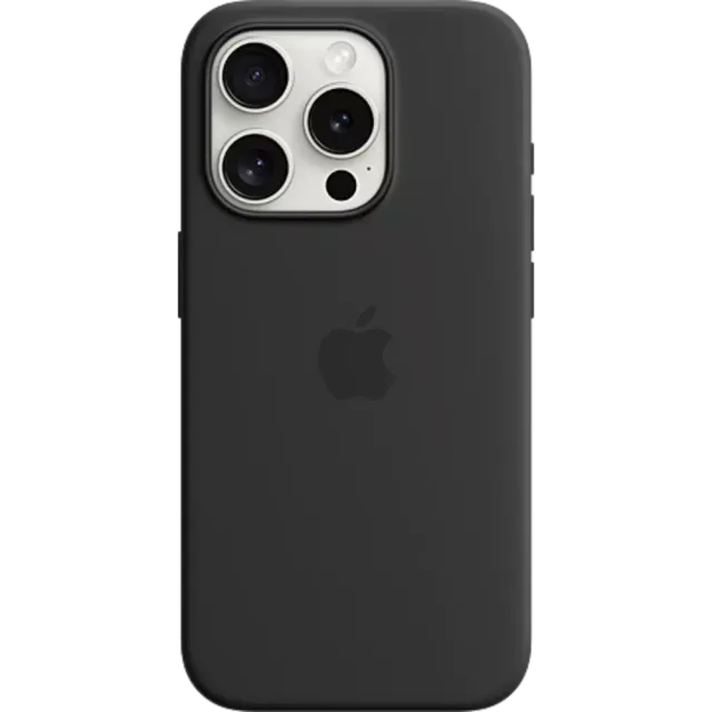 Apple Silikon Case iPhone 15 Pro Max mit MagSafe Schwarz