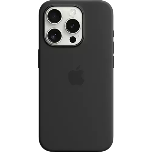 Apple Silikon Case iPhone 15 Pro Max mit MagSafe Schwarz
