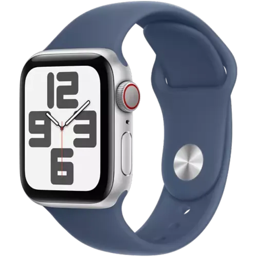 Apple Watch SE (2023) Aluminium Sportarmband Silber/Denim S/M