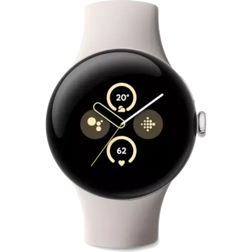Google Pixel Watch 2 LTE Polished Silver Case Porcelain Active Band Porcelain