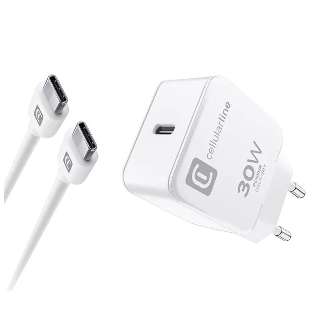 Cellularline USB-C Charger Kit für Apple 30W PD Weiß