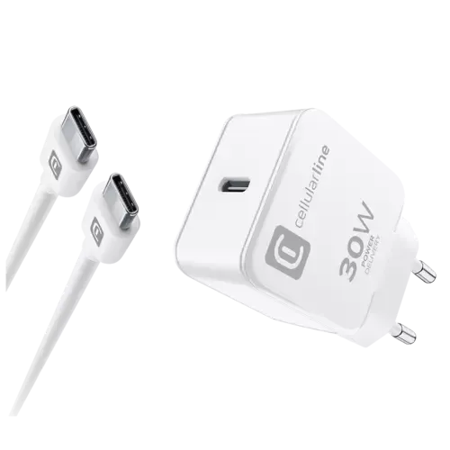 Cellularline USB-C Charger Kit für Apple 30W PD Weiß