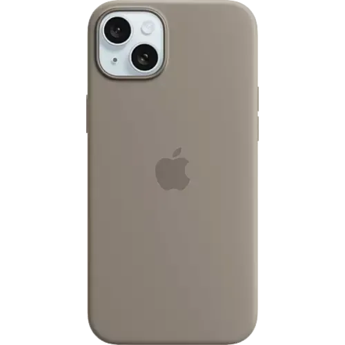 Apple Silikon Case iPhone 15 Plus mit MagSafe Tonbraun