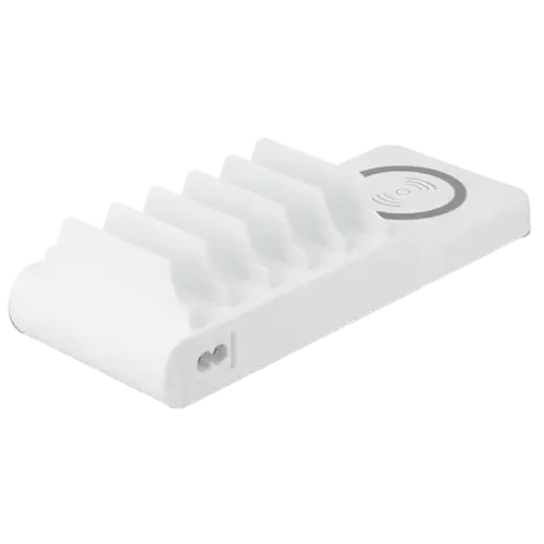 Delock USB Ladestation mit Wireless Charger mit 2x USB-C + 3x USB-A mit 110W Weiß
