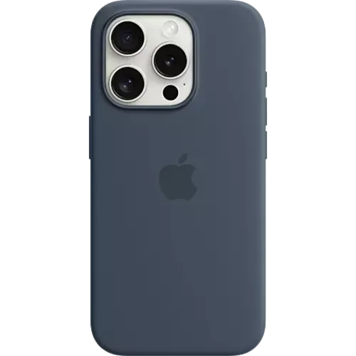 Apple Silikon Case iPhone 15 Pro Max mit MagSafe Sturmblau