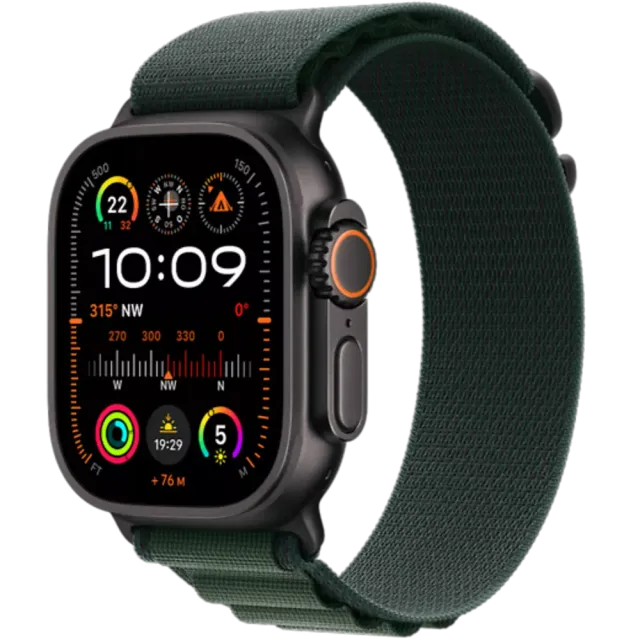 Apple Watch Ultra 2 Titan Alpine Loop Titan Schwarz/Dunkelgrün Medium