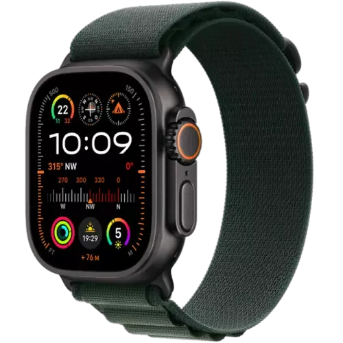 Apple Watch Ultra 2 Titan Alpine Loop Titan Schwarz/Dunkelgrün Medium
