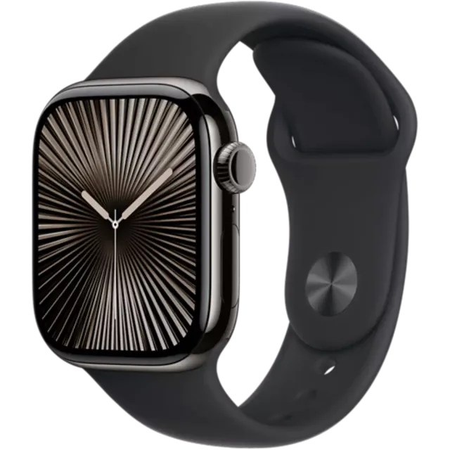 Apple Watch Series 10 Titan Sportarmband Schiefer/Schwarz S/M