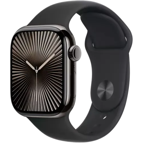 Apple Watch Series 10 Titan Sportarmband Schiefer/Schwarz S/M
