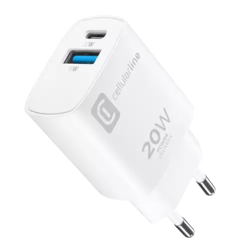 Cellularline Dual Port Travel Charger Apple PD 20W Weiß