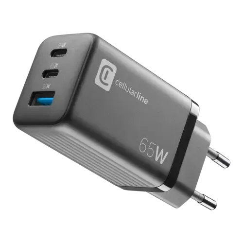 Cellularline USB Charger Multipower Micro 65W GaN 3 Ports PD Schwarz