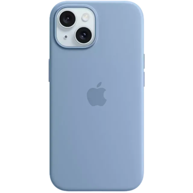 Apple Silikon Case iPhone 15 Plus mit MagSafe Winterblau