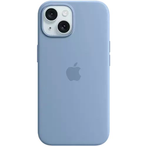 Apple Silikon Case iPhone 15 Plus mit MagSafe Winterblau
